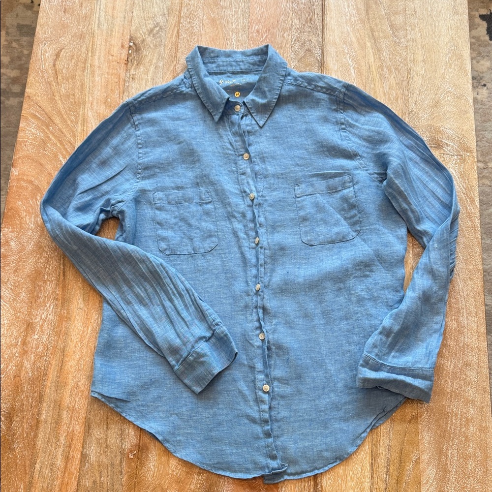 Lilly Pulitzer Blue Button-Up Blouse